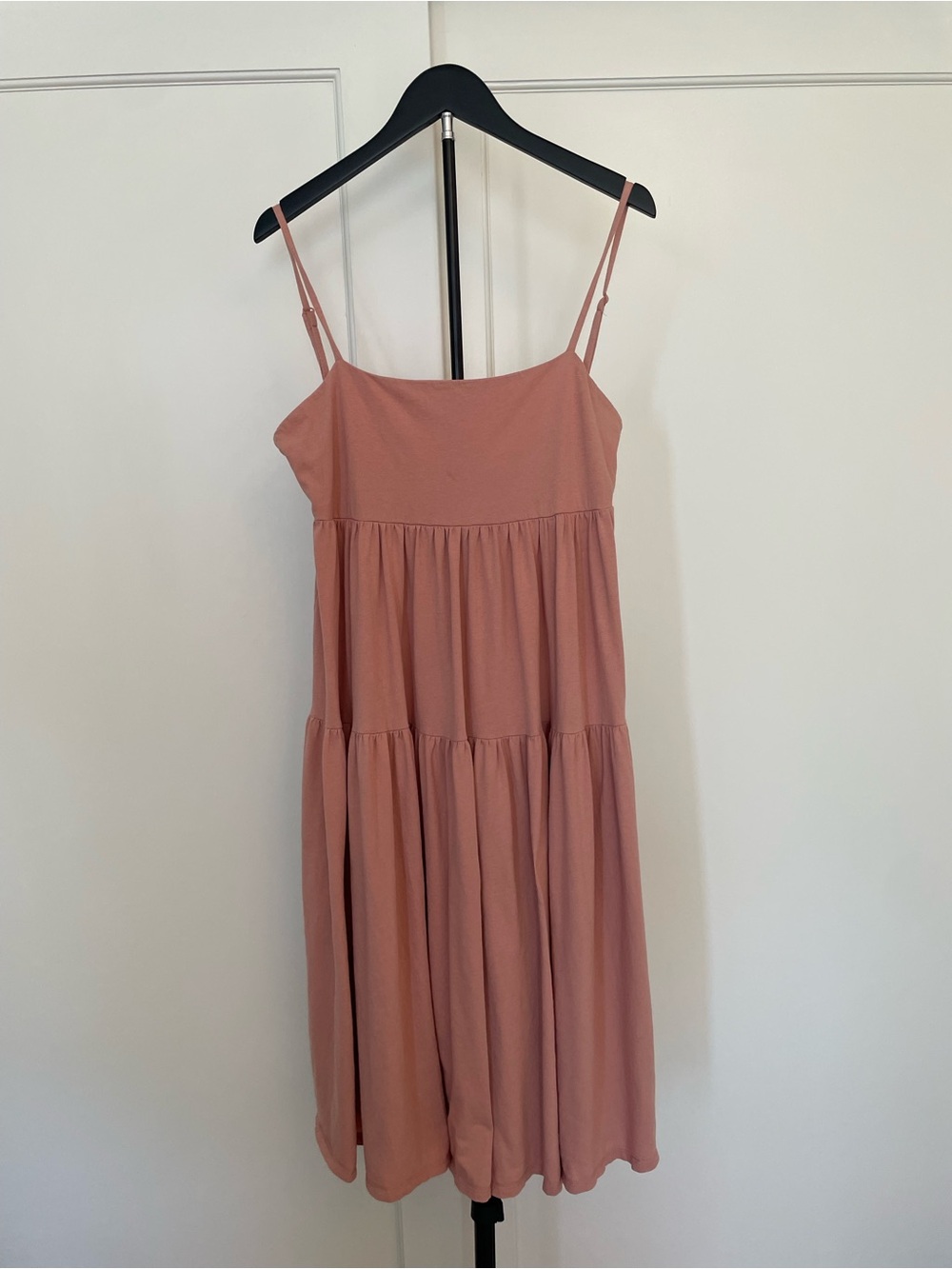 J. Crew Dusty Rose Tiered Spaghetti-Strap Midi Dress